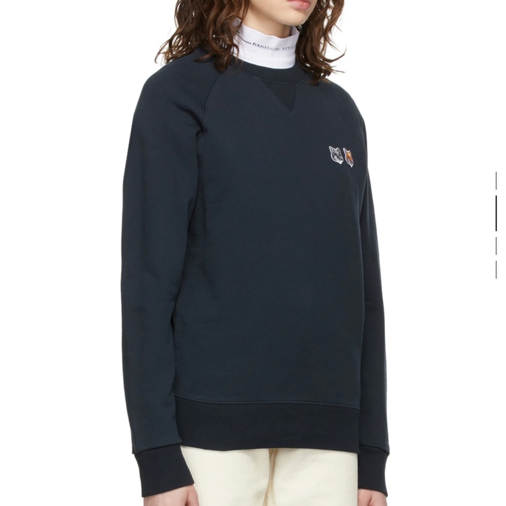 Navy Double Fox Head Patch Classic Sweatshirt - image 3
